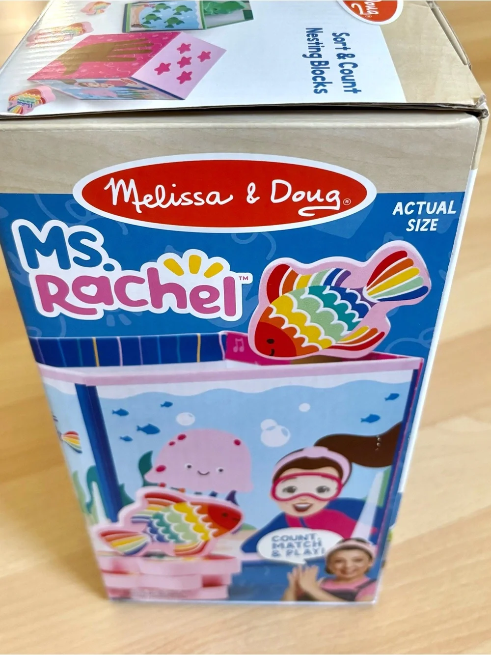 Melissa & Doug Ms. Rachel Sort & Count Nesting & Stacking Blocks w/ Wooden Fish